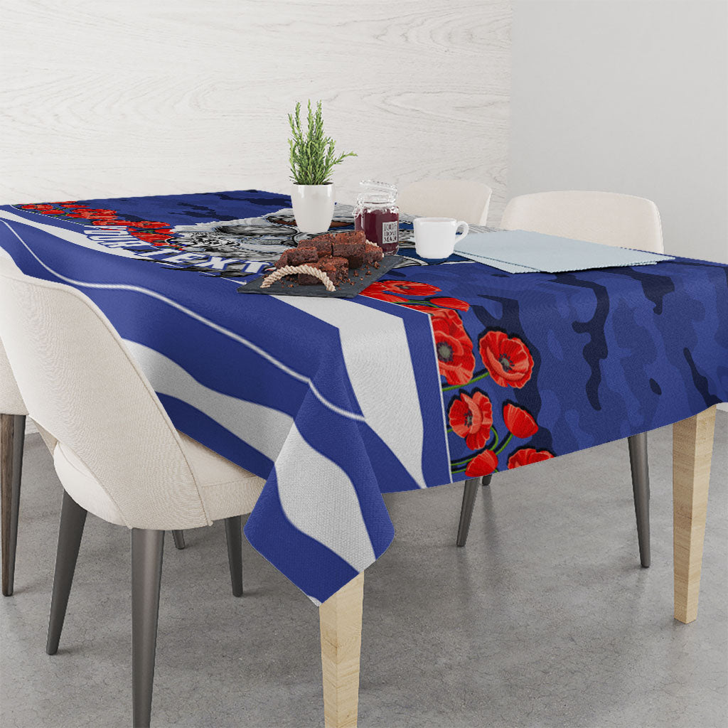 Personalized Bulldogs ANZAC Tribute Tablecloth Poppy Field Soldier Silhouette Aboriginal Rugby Mascot