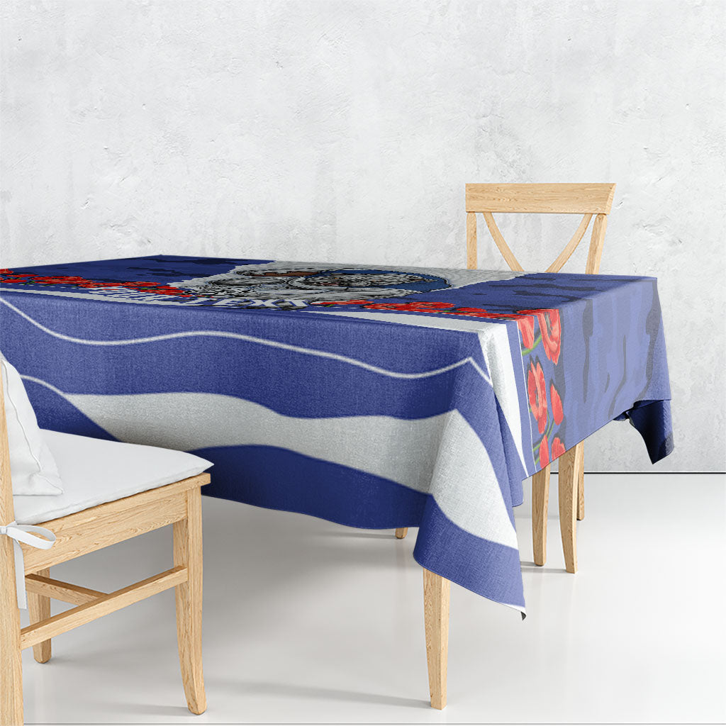 Personalized Bulldogs ANZAC Tribute Tablecloth Poppy Field Soldier Silhouette Aboriginal Rugby Mascot