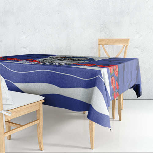 Personalized Bulldogs ANZAC Tribute Tablecloth Poppy Field Soldier Silhouette Aboriginal Rugby Mascot