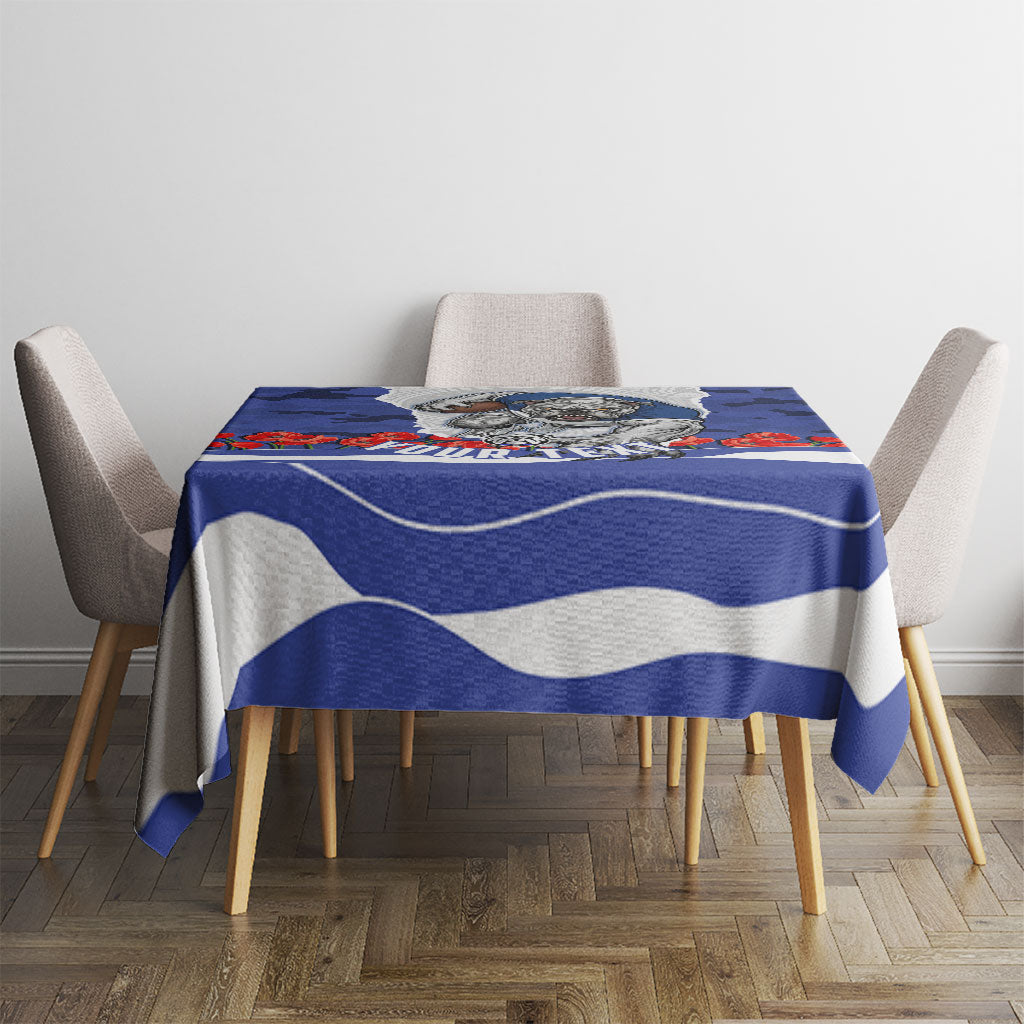 Personalized Bulldogs ANZAC Tribute Tablecloth Poppy Field Soldier Silhouette Aboriginal Rugby Mascot