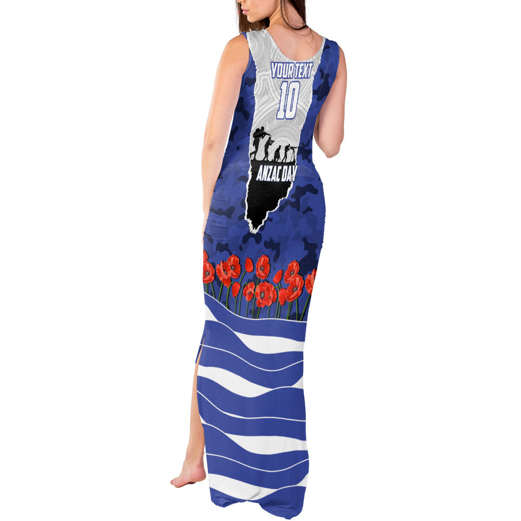 Personalized Bulldogs ANZAC Tribute Tank Maxi Dress Poppy Field Soldier Silhouette Aboriginal Rugby Mascot