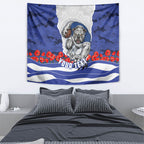 Personalized Bulldogs ANZAC Tribute Tapestry Poppy Field Soldier Silhouette Aboriginal Rugby Mascot