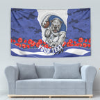 Personalized Bulldogs ANZAC Tribute Tapestry Poppy Field Soldier Silhouette Aboriginal Rugby Mascot
