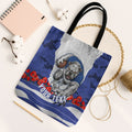 Personalized Bulldogs ANZAC Tribute Tote Bag Poppy Field Soldier Silhouette Aboriginal Rugby Mascot