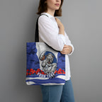 Personalized Bulldogs ANZAC Tribute Tote Bag Poppy Field Soldier Silhouette Aboriginal Rugby Mascot