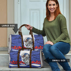 Personalized Bulldogs ANZAC Tribute Travel Bag Poppy Field Soldier Silhouette Aboriginal Rugby Mascot