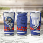 Personalized Bulldogs ANZAC Tribute Tumbler Cup Poppy Field Soldier Silhouette Aboriginal Rugby Mascot