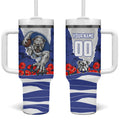 Personalized Bulldogs ANZAC Tribute Tumbler With Handle Poppy Field Soldier Silhouette Aboriginal Rugby Mascot