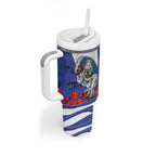 Personalized Bulldogs ANZAC Tribute Tumbler With Handle Poppy Field Soldier Silhouette Aboriginal Rugby Mascot
