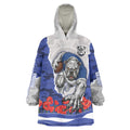 Personalized Bulldogs ANZAC Tribute Wearable Blanket Hoodie Poppy Field Soldier Silhouette Aboriginal Rugby Mascot