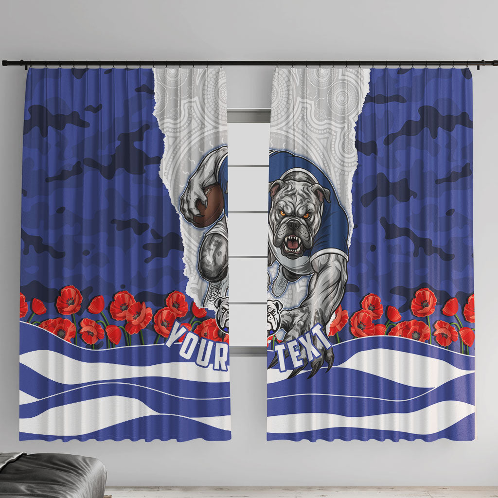 Personalized Bulldogs ANZAC Tribute Window Curtain Poppy Field Soldier Silhouette Aboriginal Rugby Mascot