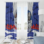 Personalized Bulldogs ANZAC Tribute Window Curtain Poppy Field Soldier Silhouette Aboriginal Rugby Mascot