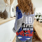 Personalized Bulldogs ANZAC Tribute Women Casual Shirt Poppy Field Soldier Silhouette Aboriginal Rugby Mascot