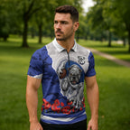 Personalized Bulldogs ANZAC Tribute Zipper Polo Shirt Poppy Field Soldier Silhouette Aboriginal Rugby Mascot