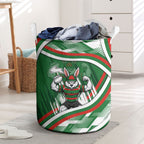 Rabbitohs Rugby Mascot Laundry Basket Fierce Athlete Graphic in Sports Style
