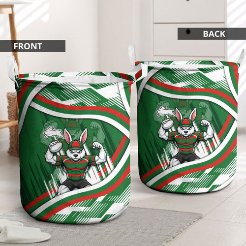 Rabbitohs Rugby Mascot Laundry Basket Fierce Athlete Graphic in Sports Style