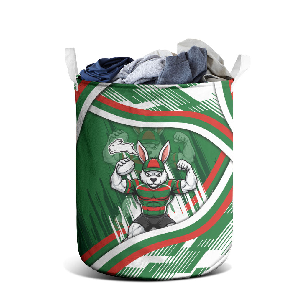 Rabbitohs Rugby Mascot Laundry Basket Fierce Athlete Graphic in Sports Style