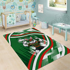 Rabbitohs Rugby Mascot Area Rug Fierce Athlete Graphic in Sports Style