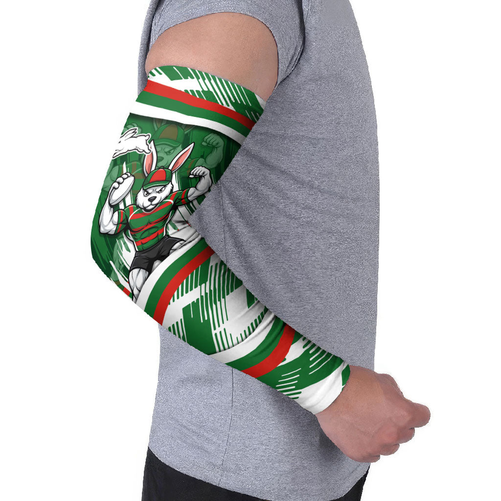 Rabbitohs Rugby Mascot Arm Sleeves Fierce Athlete Graphic in Sports Style