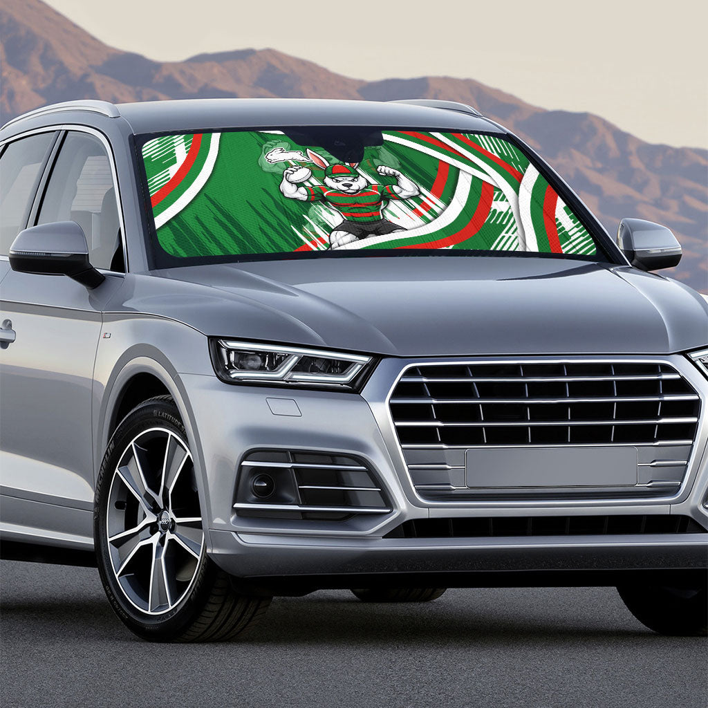 Rabbitohs Rugby Mascot Auto Sun Shade Fierce Athlete Graphic in Sports Style