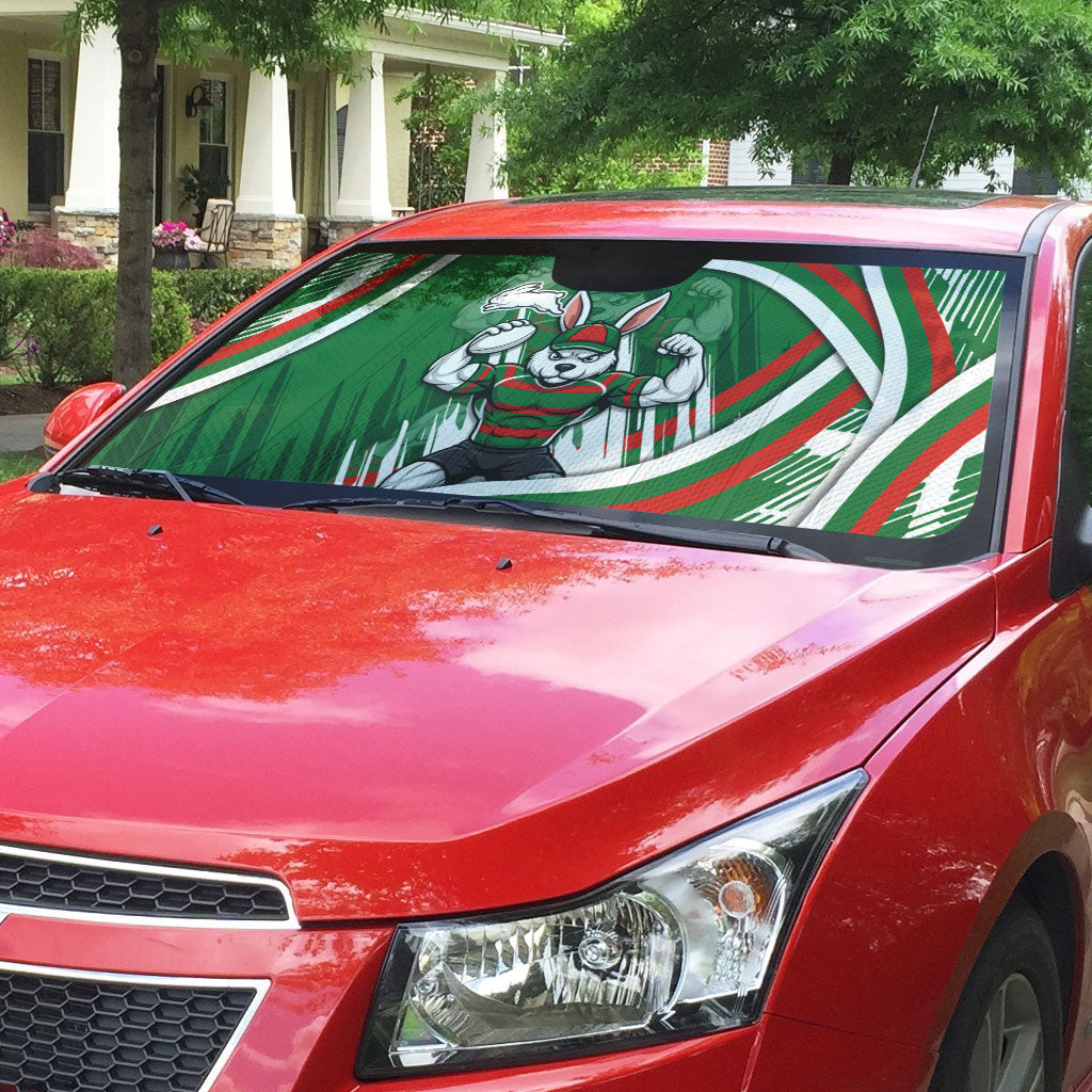 Rabbitohs Rugby Mascot Auto Sun Shade Fierce Athlete Graphic in Sports Style