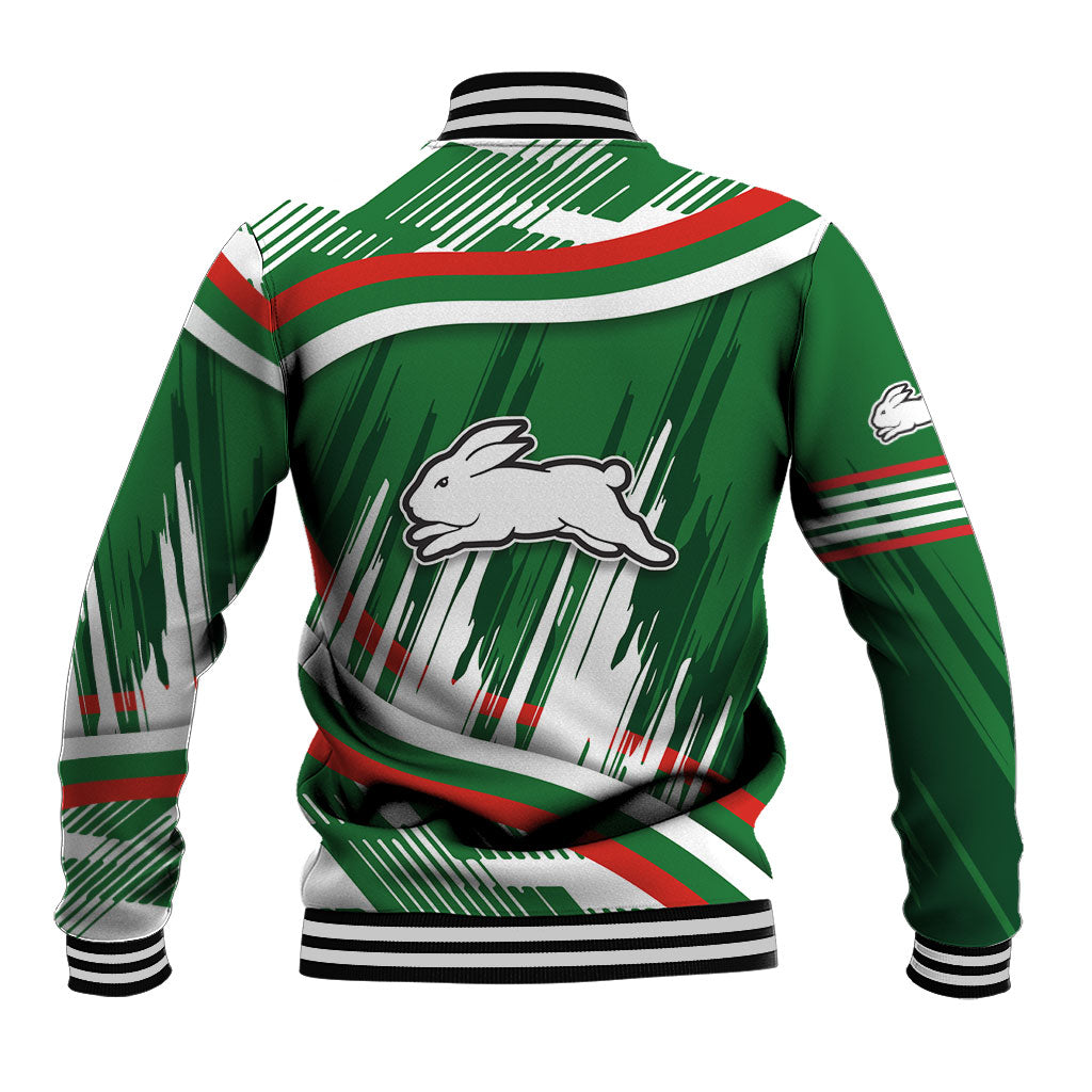 Rabbitohs Rugby Mascot Baseball Jacket Fierce Athlete Graphic in Sports Style