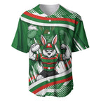 Rabbitohs Rugby Mascot Baseball Jersey Fierce Athlete Graphic in Sports Style