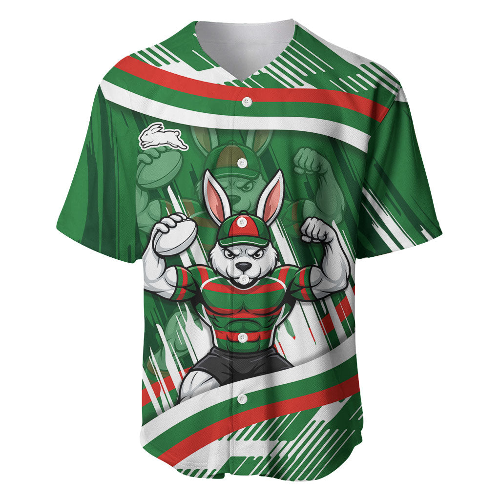 Rabbitohs Rugby Mascot Baseball Jersey Fierce Athlete Graphic in Sports Style