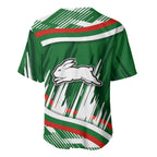 Rabbitohs Rugby Mascot Baseball Jersey Fierce Athlete Graphic in Sports Style
