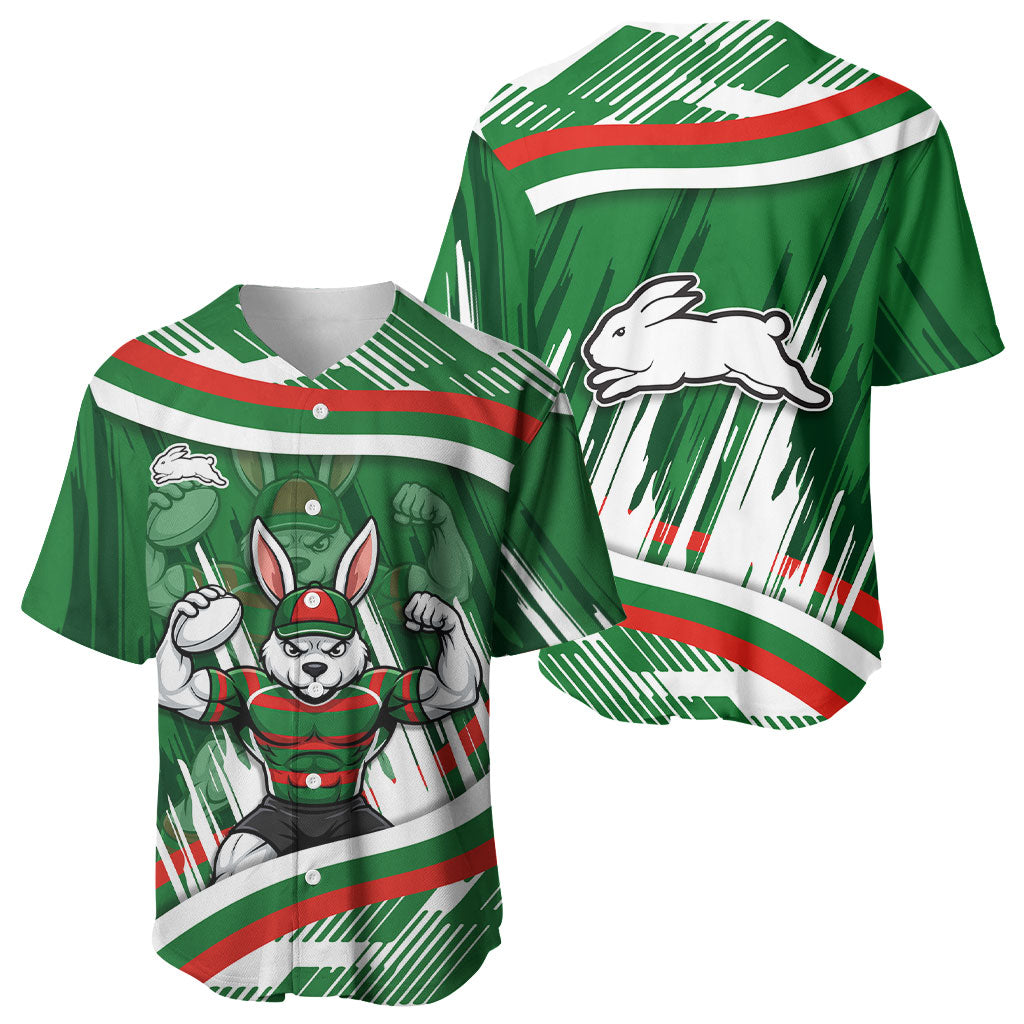 Rabbitohs Rugby Mascot Baseball Jersey Fierce Athlete Graphic in Sports Style