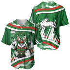 Rabbitohs Rugby Mascot Baseball Jersey Fierce Athlete Graphic in Sports Style