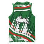Rabbitohs Rugby Mascot Basketball Jersey Fierce Athlete Graphic in Sports Style