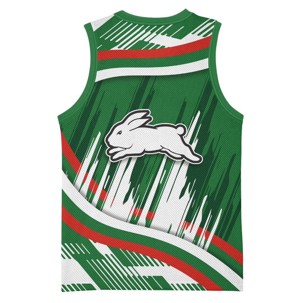 Rabbitohs Rugby Mascot Basketball Jersey Fierce Athlete Graphic in Sports Style
