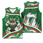 Rabbitohs Rugby Mascot Basketball Jersey Fierce Athlete Graphic in Sports Style