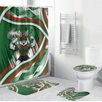 Rabbitohs Rugby Mascot Bathroom Set Fierce Athlete Graphic in Sports Style