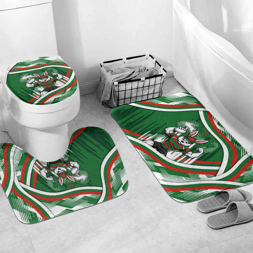 Rabbitohs Rugby Mascot Bathroom Set Fierce Athlete Graphic in Sports Style