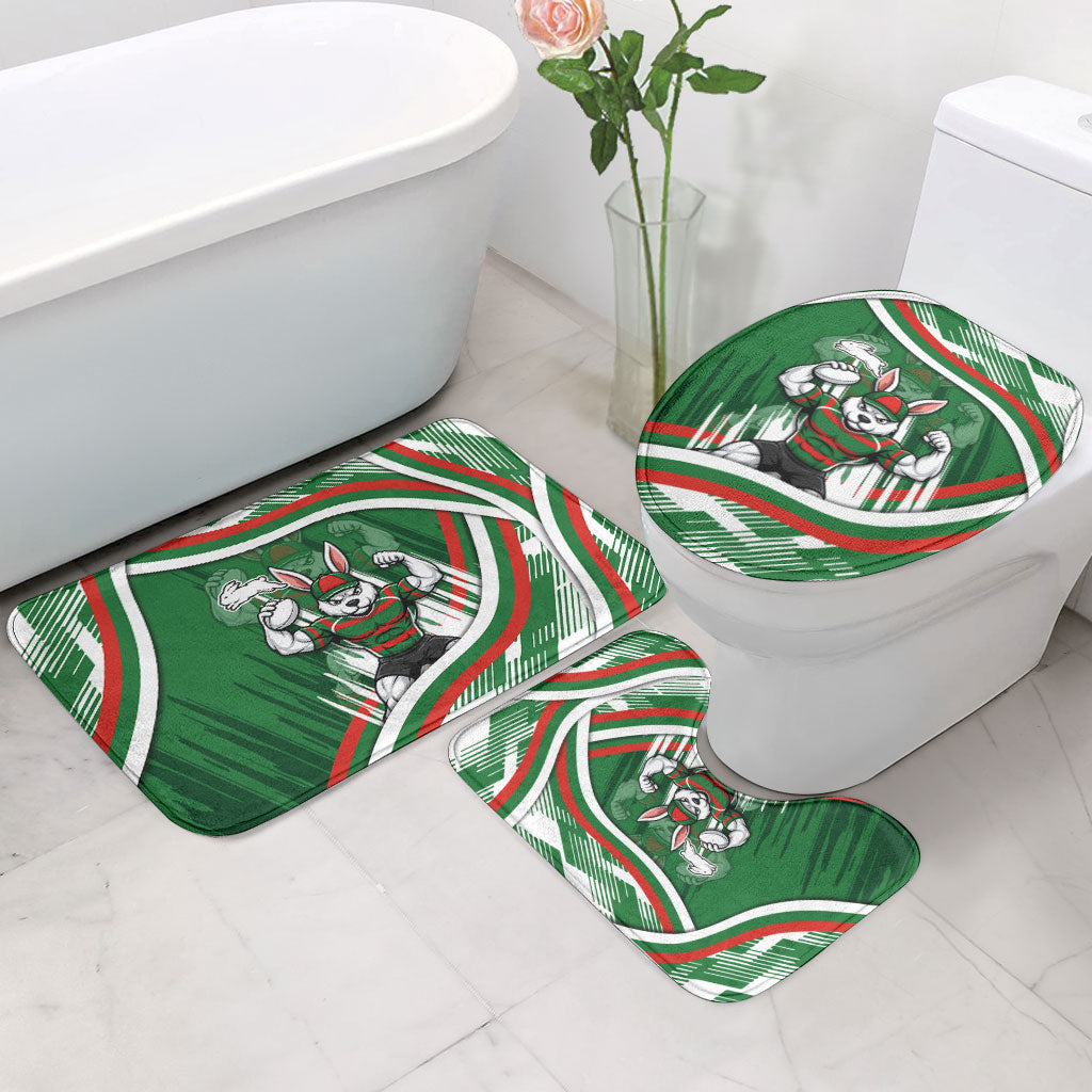 Rabbitohs Rugby Mascot Bathroom Set Fierce Athlete Graphic in Sports Style