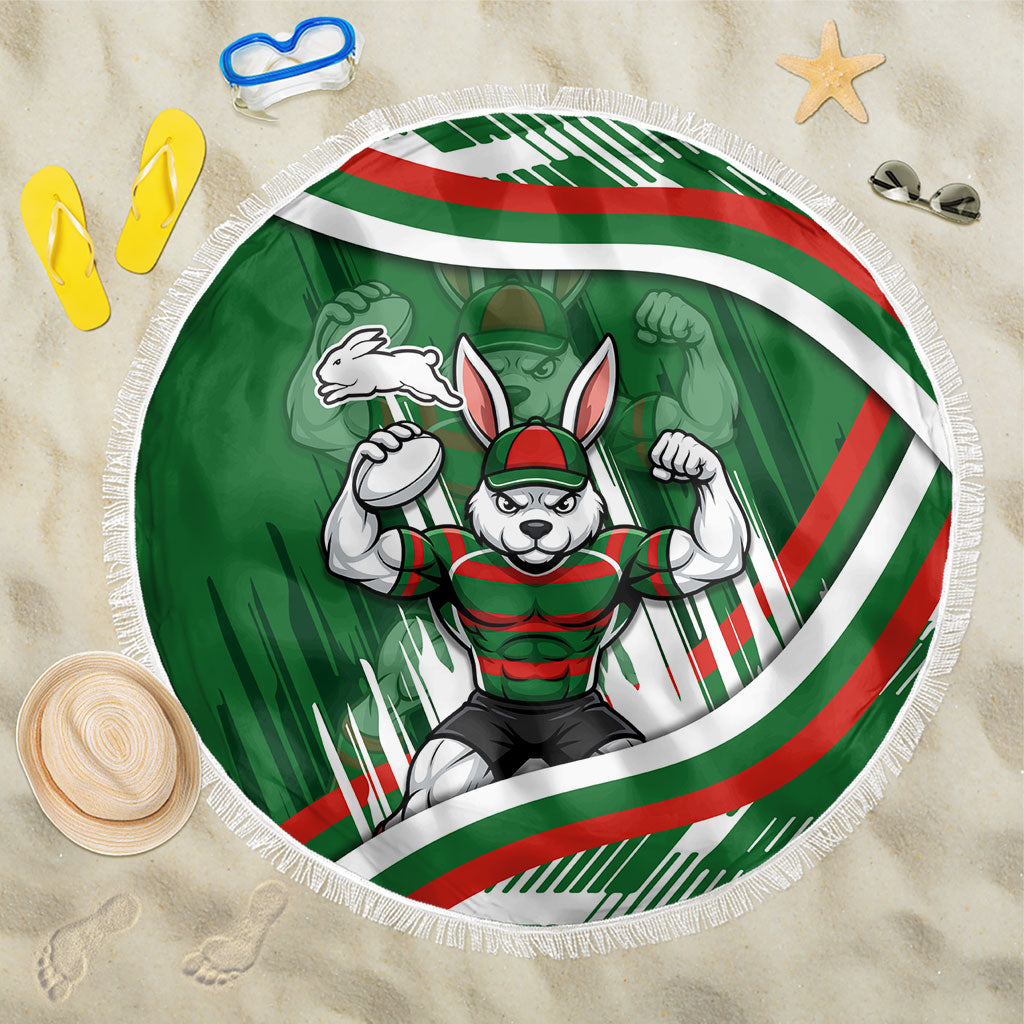 Rabbitohs Rugby Mascot Beach Blanket Fierce Athlete Graphic in Sports Style