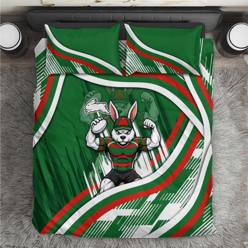 Rabbitohs Rugby Mascot Bedding Set Fierce Athlete Graphic in Sports Style