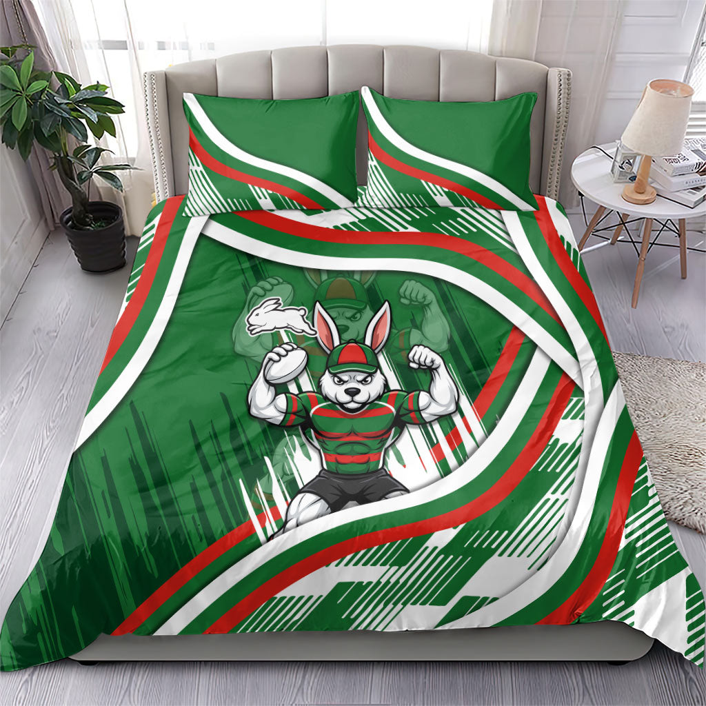 Rabbitohs Rugby Mascot Bedding Set Fierce Athlete Graphic in Sports Style
