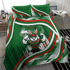 Rabbitohs Rugby Mascot Bedding Set Fierce Athlete Graphic in Sports Style