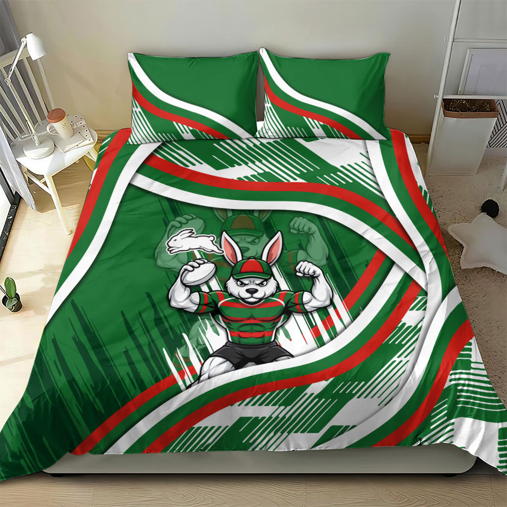 Rabbitohs Rugby Mascot Bedding Set Fierce Athlete Graphic in Sports Style