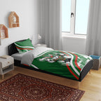 Rabbitohs Rugby Mascot Bedding Set Fierce Athlete Graphic in Sports Style