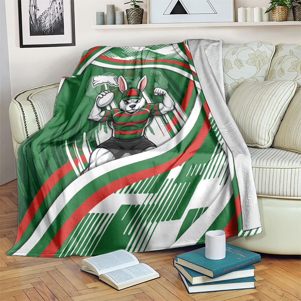 Rabbitohs Rugby Mascot Blanket Fierce Athlete Graphic in Sports Style