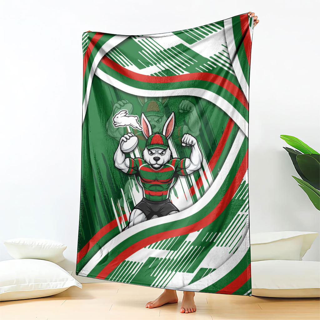 Rabbitohs Rugby Mascot Blanket Fierce Athlete Graphic in Sports Style