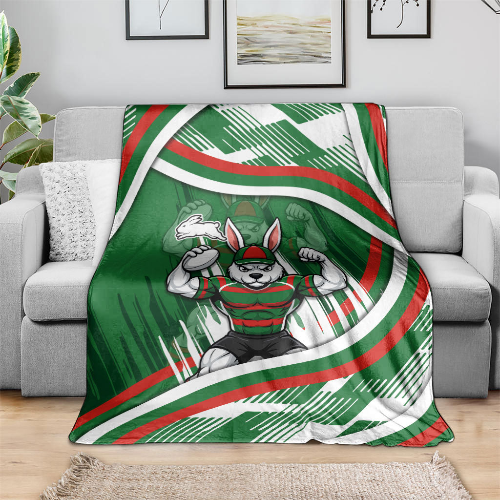 Rabbitohs Rugby Mascot Blanket Fierce Athlete Graphic in Sports Style
