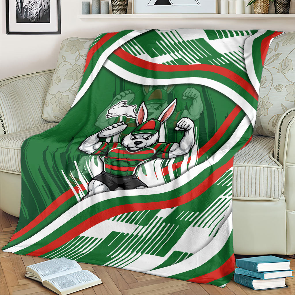 Rabbitohs Rugby Mascot Blanket Fierce Athlete Graphic in Sports Style