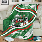 Rabbitohs Rugby Mascot Blanket Fierce Athlete Graphic in Sports Style