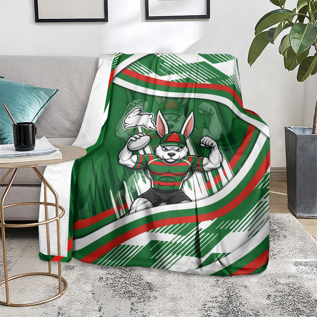 Rabbitohs Rugby Mascot Blanket Fierce Athlete Graphic in Sports Style