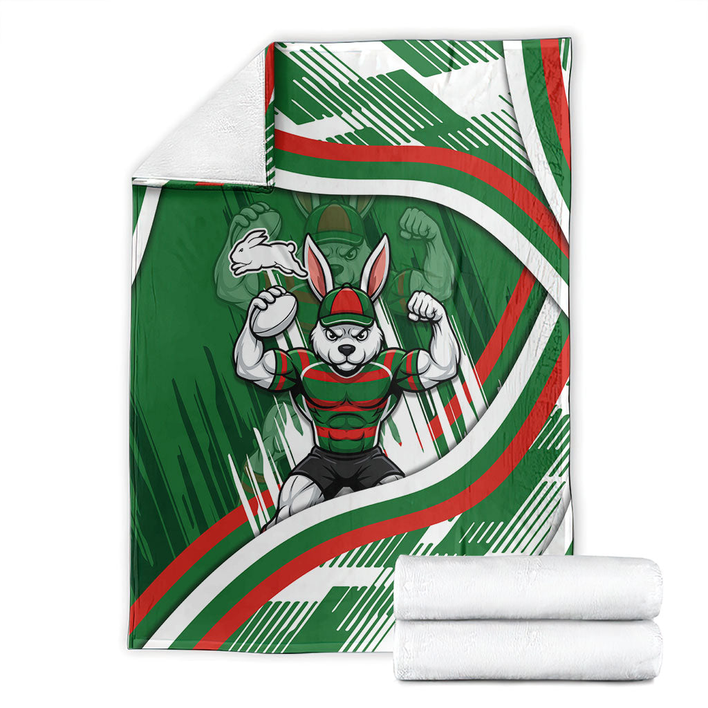 Rabbitohs Rugby Mascot Blanket Fierce Athlete Graphic in Sports Style